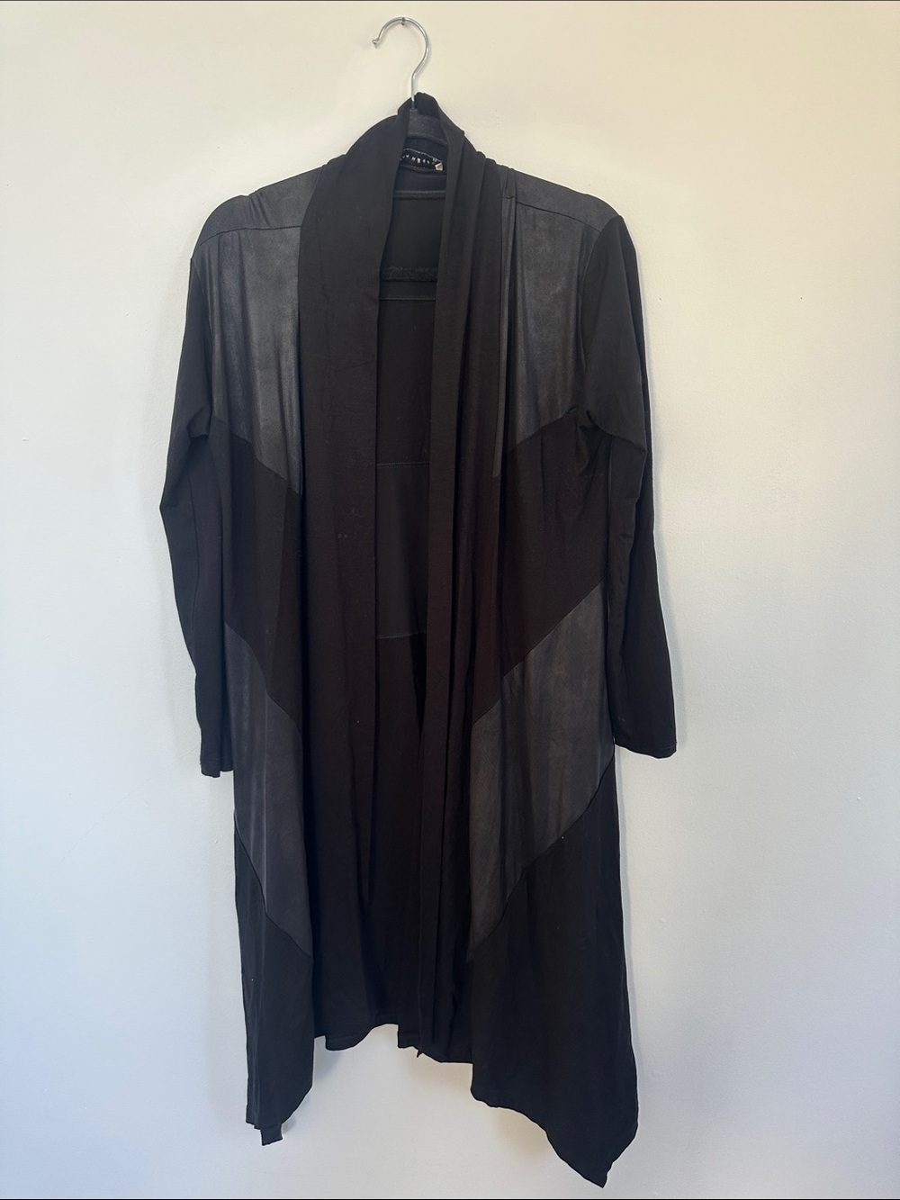 Black Draped Open-Front Women's Cardigan